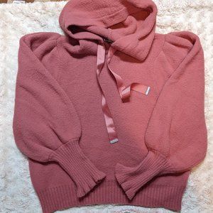 Express Pink Cozy Balloon Sleeve Hoodie Sweatshirt